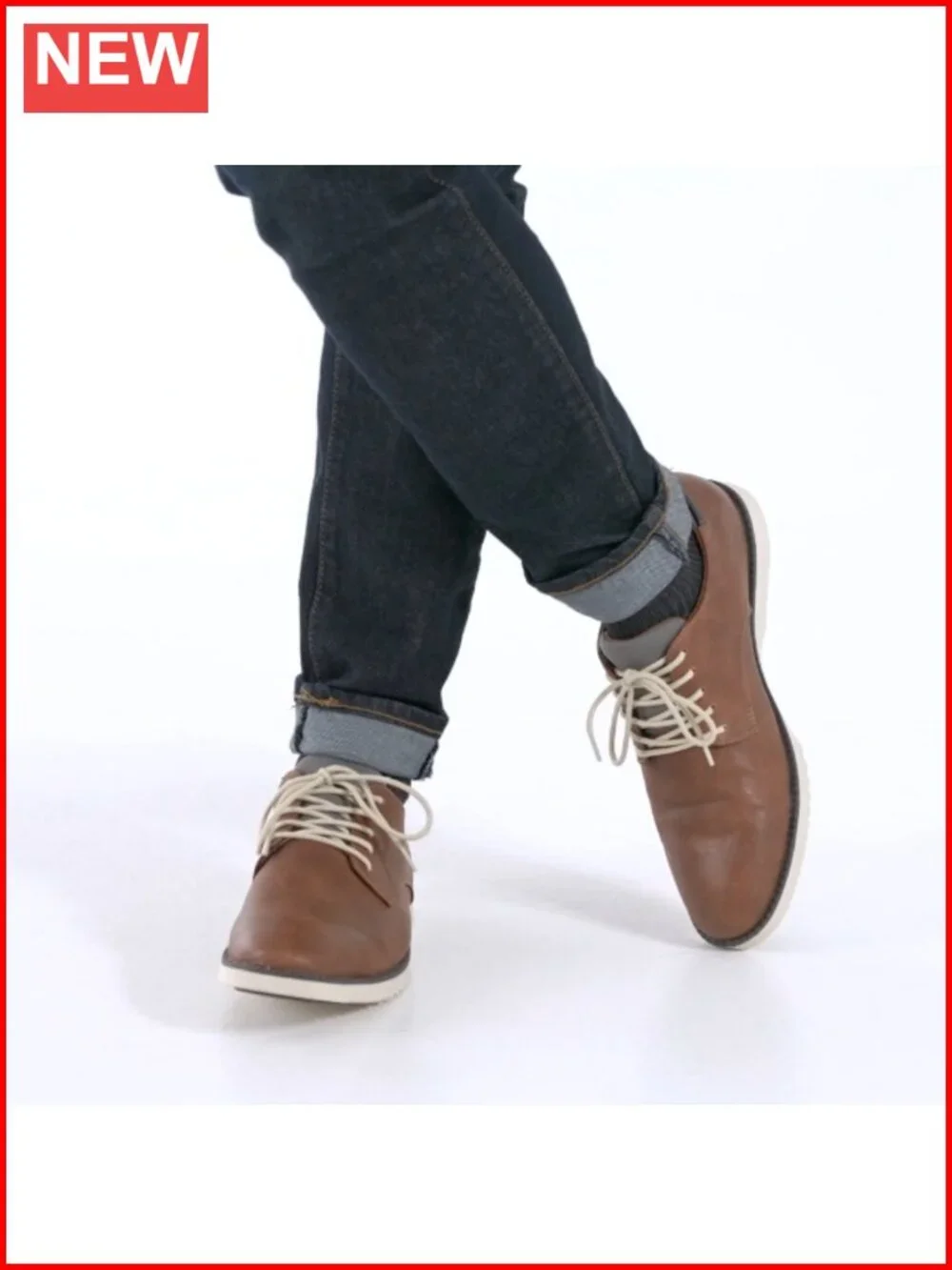 Faux Leather Lace-Up Casual Oxfords with Comfort Insole